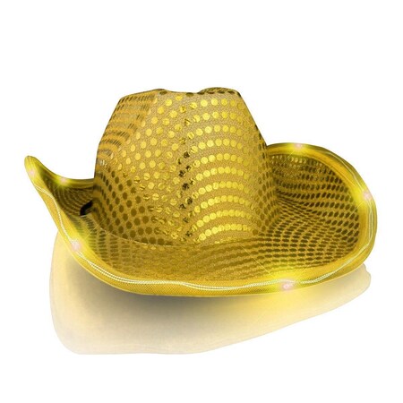 blinkee LED Flashing Cowboy Hat with Gold Sequins
